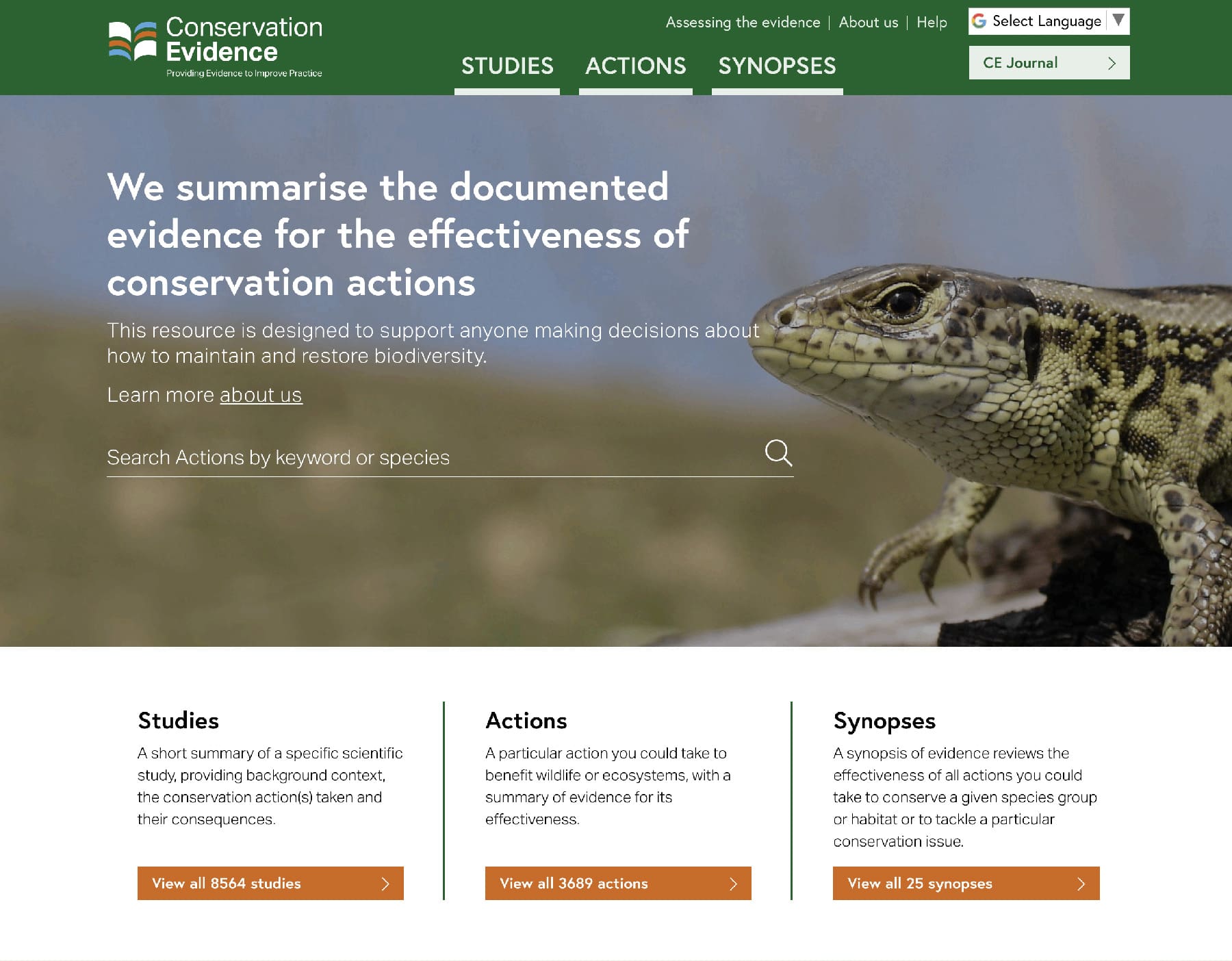 Conservation Evidence Website